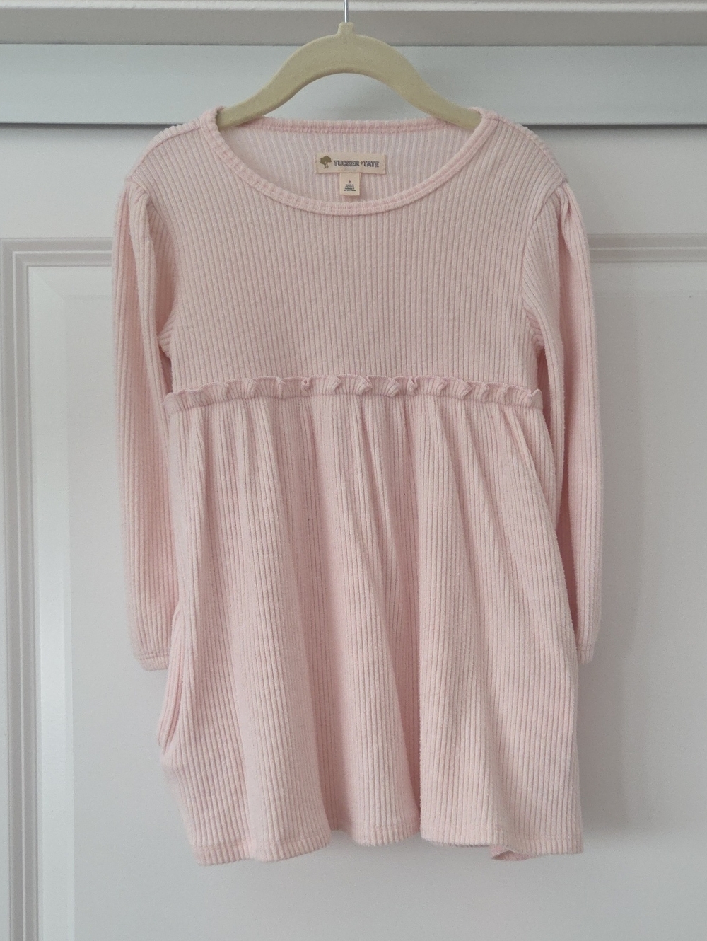 Long Sleeve Pink Rib-Knit Dress